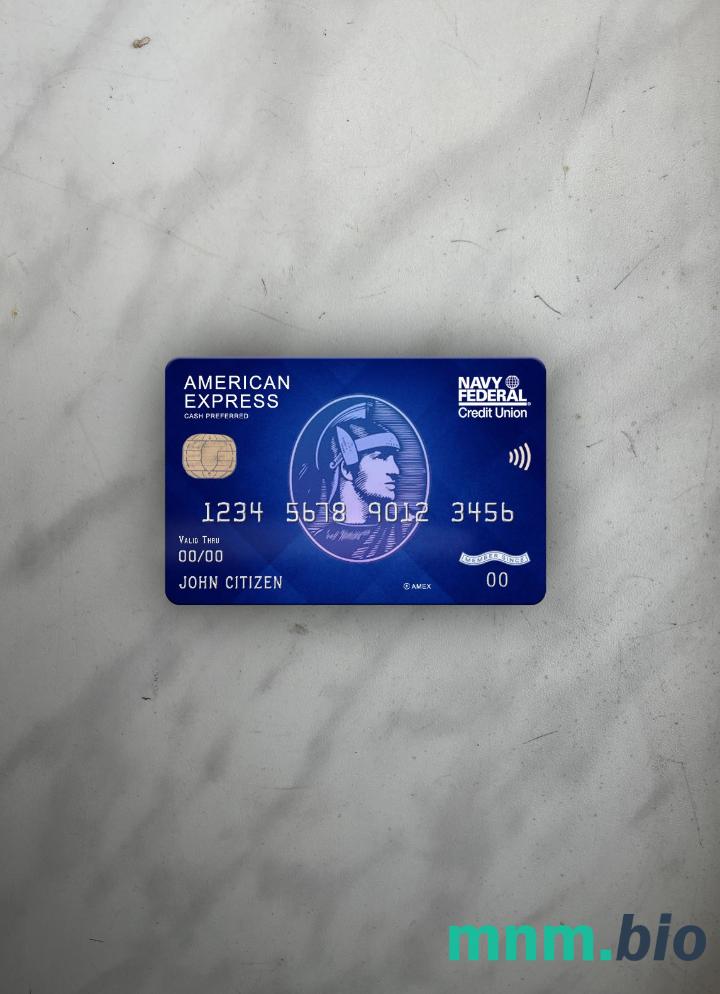 USA Navy Federal Union bank AMEX blue cash preferred wygląd fotograficzny skan PSD + zdjęcie